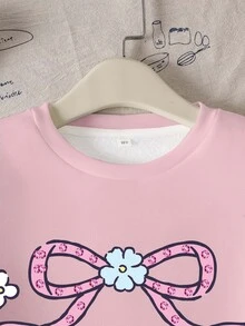 HELLO KITTY AND FRIENDS | SHEIN Tween Girl Letter Cartoon Print Casual Daily Long Sleeve Sweatshirt - White - View 3