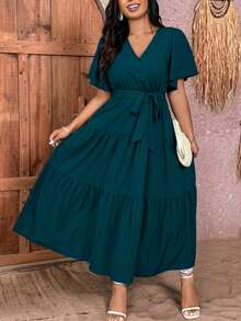 SHEIN LUNE Vestido largo informal de talla grande de unicolor - Agua verde azul - Ver 3