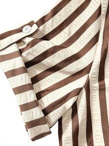 EMERY ROSE New V-Neck Striped Loose Casual Long Button-Down Women's Dress - Khaki - View 4