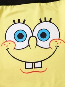 SpongeBob SquarePants | SHEIN 男士两件套舒适透气卡通图案平角内裤 - 彩色 - 查看 3