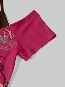 Attitoon 女款字母印花插肩袖短袖 2 合 1 T恤 - 彩色 - 查看 8