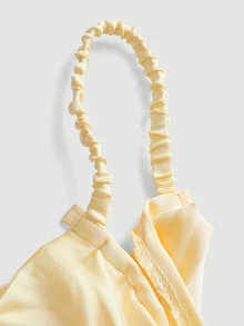 Aloruh Tank Top Wanita Satin Renda Patchwork Bahu Terbuka Motif Kupu-kupu Warna Kuning, Cocok untuk Festival Musik dan Liburan, Musim Semi/Panas, Atasan Musim Panas - Kuning - View 4