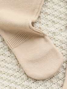 SHEIN Conjunto de suéter para niña bebé, beige y blanco con cuello Peter Pan de contraste y lazo, conjunto de 2 piezas de punto, suéter de manga larga con punto de cable, otoño invierno - Albaricoque - Ver 6