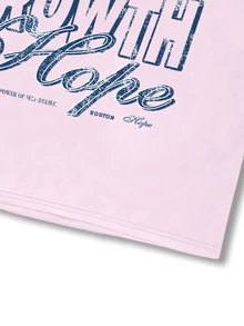 ROMWE MEN Street Life Men's Letter Graphic Casual Daily Long Sleeve T-Shirt - Pink - View 5