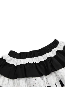 ROMWE Kawaii Spring/Summer Lolita Cute Sweet Piano Keyboard Cake Skirt For Women - Black and White - View 3
