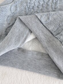 SHEIN Playful Pals 3pcs Toddler Boy Vest Shirt Jeans Preppy Grey Blue Cable Knit Horse Striped Patch Long Sleeve Collar Regular School Autumn First Birthday Cozy Retro - Grey - View 11