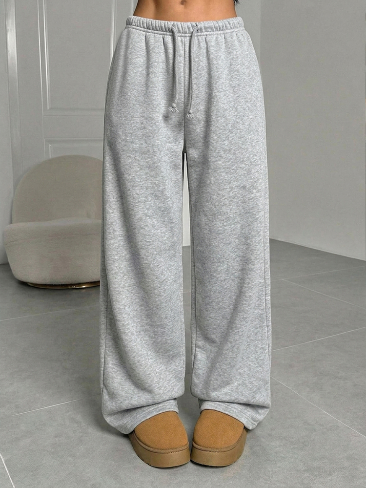 SHEIN Tween Girl Casual Versatile Kids Straight Leg Sweatpants Winter - Grey - View 3