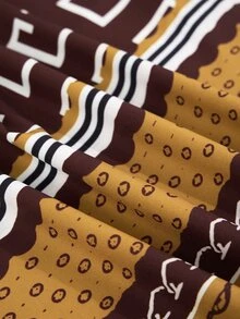 Poshavie Poshavie Jubah Wanita Ukuran Besar dengan Motif Cetak, Modis, Elegan, Serasi, Longgar, Inklusif, Cocok untuk Liburan, Musim Gugur, dan Pesta Malam - Coklat - View 7