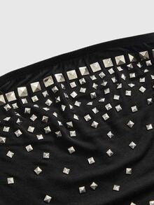 ROMWE Four Seasons Millennium Rock Y2K Gradient Arranged Square Rivet Tube Top - Black - View 5