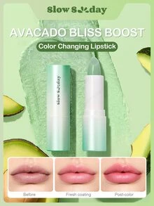 Slow Sunday Avocado Color Changing Lip Care, Avocado, Cute Heart-Shaped Design, Color-Changing, Daily Lip Care, Lip Sleeping Mask, Fruit Favor, Good Choice For Vacation, Travel Essentials, Halloween, Suitable For Summer Lip Care - Green - View 6