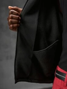 NEON BLANC Men's Casual Versatile Solid Color Hoodie, Vintage Y2K Baggy Streetwear, For Holiday - Black - View 8