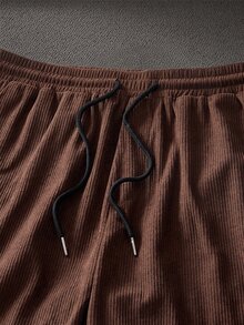 HIMLAND Men's Woven Fashion Modest Casual Business Vacation Solid Color Long Pants Dark Brown Autumn - Brown - View 4