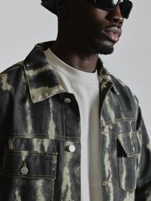Musero Oversized Drop Shoulder Trucker Jacket In 2 Tone Denim Patch Chest Pockets Slight Cropped Length Co Ord Jacket Only Autum Winter Essentials - Multicolor - View 6