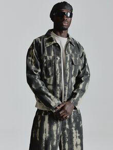 Musero Oversized Drop Shoulder Trucker Jacket In 2 Tone Denim Patch Chest Pockets Slight Cropped Length Co Ord Jacket Only Autum Winter Essentials - Multicolor - View 1