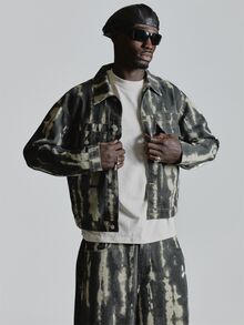Musero Oversized Drop Shoulder Trucker Jacket In 2 Tone Denim Patch Chest Pockets Slight Cropped Length Co Ord Jacket Only Autum Winter Essentials - Multicolor - View 2