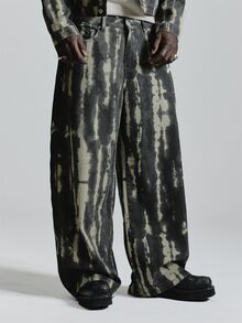 Musero Baggy Fit Denim Jean 2-Tone Denim Fly Front With Zipper Fastening Back Patch Pockets Co Ord Trousers Only Autum Winter Essentials - Multicolor - View 2