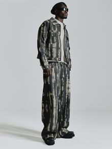 Musero Baggy Fit Denim Jean 2-Tone Denim Fly Front With Zipper Fastening Back Patch Pockets Co Ord Trousers Only Autum Winter Essentials - Multicolor - View 1