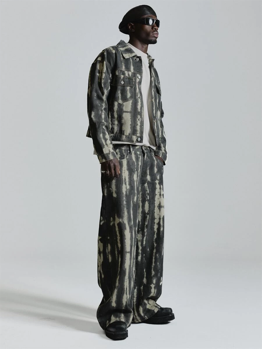 Musero Baggy Fit Denim Jean 2-Tone Denim Fly Front With Zipper Fastening Back Patch Pockets Co Ord Trousers Only Autum Winter Essentials - Multicolor - View 1