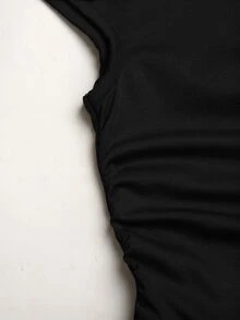 SHEIN Tween Girls Black Asymmetric Neck Elegant Dress - Black - View 5