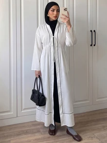 Breezaya Women's 2026 Spring/Autumn New Pure White Long Open Front Dress, Bathrobe Women's Bathrobe Towel Style High-End All Bathrobe Long Home Wear Suitable For All Seasons - White - View 4