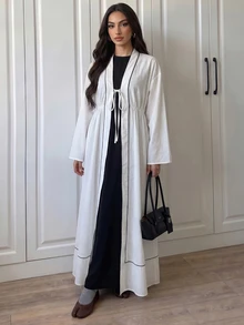 Breezaya Women's 2026 Spring/Autumn New Pure White Long Open Front Dress, Bathrobe Women's Bathrobe Towel Style High-End All Bathrobe Long Home Wear Suitable For All Seasons - White - View 7