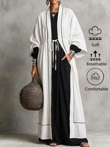 Breezaya Women's 2026 Spring/Autumn New Pure White Long Open Front Dress, Bathrobe Women's Bathrobe Towel Style High-End All Bathrobe Long Home Wear Suitable For All Seasons - White - View 1