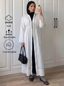 Breezaya Women's 2026 Spring/Autumn New Pure White Long Open Front Dress, Bathrobe Women's Bathrobe Towel Style High-End All Bathrobe Long Home Wear Suitable For All Seasons - White - View 3