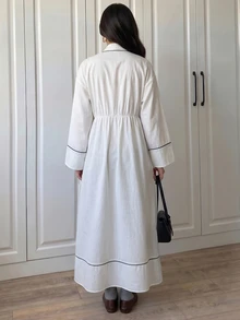 Breezaya Women's 2026 Spring/Autumn New Pure White Long Open Front Dress, Bathrobe Women's Bathrobe Towel Style High-End All Bathrobe Long Home Wear Suitable For All Seasons - White - View 2