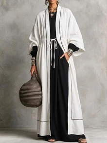 Breezaya Women's 2026 Spring/Autumn New Pure White Long Open Front Dress, Bathrobe Women's Bathrobe Towel Style High-End All Bathrobe Long Home Wear Suitable For All Seasons - White - View 5