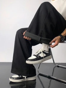 SHEIN 兒童青少年男孩黑色休閒長褲百搭下身褲, Ss26 , 夏季短褲, 外出穿搭, 情人節, 約會, 旅行, 開學, 運動, 生日派對 - 黑色 - 查看 3