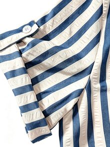 EMERY ROSE New V-Neck Striped Loose Casual Long Button Dress For Women - Navy Blue - View 3