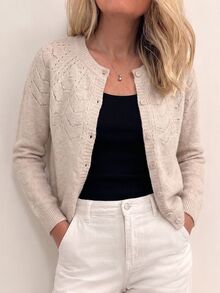 Sprig & Strand Kardigan Rajut Pointelle Lengan Raglan - Aprikot - View 1