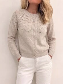 Sprig & Strand Kardigan Rajut Pointelle Lengan Raglan - Aprikot - View 9