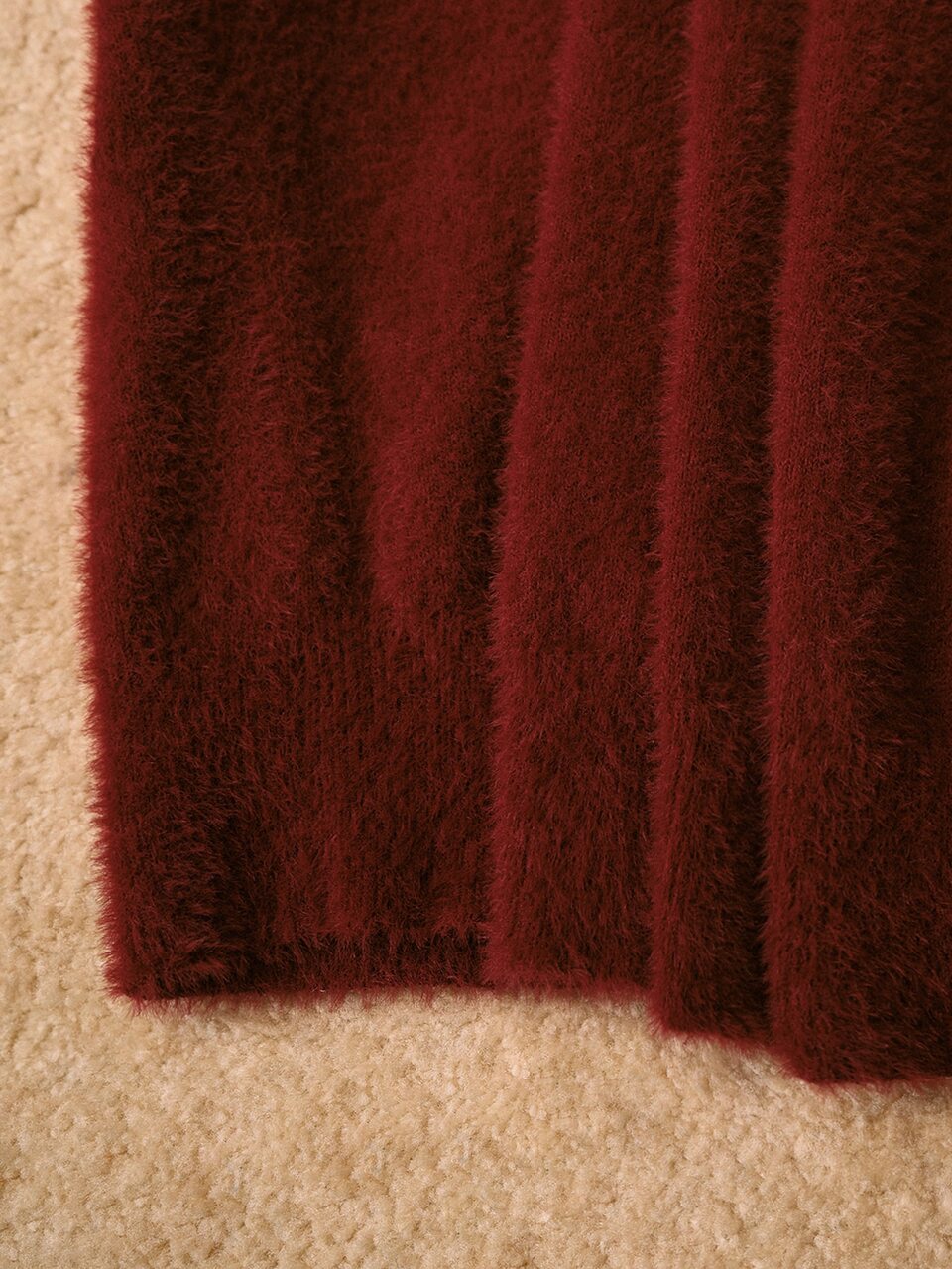 MOTF WOMEN FALL WINTER SOLID FLUFFY KNIT V-NECK SWEATER & KNIT SKIRT SET
