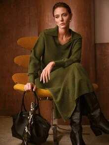 MOTF PREMIUM WOMEN'S AUTUMN/WINTER KNIT PULLOVER SWEATER - Olive Green - View 2