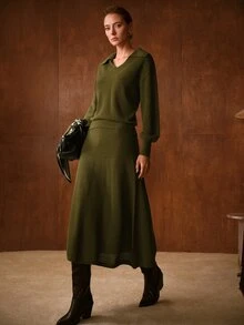 MOTF PREMIUM WOMEN'S AUTUMN/WINTER KNIT PULLOVER SWEATER - Olive Green - View 6