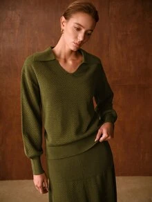 MOTF PREMIUM WOMEN'S AUTUMN/WINTER KNIT PULLOVER SWEATER - Olive Green - View 5