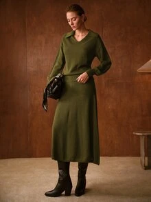 MOTF PREMIUM WOMEN'S AUTUMN/WINTER KNIT PULLOVER SWEATER - Olive Green - View 7