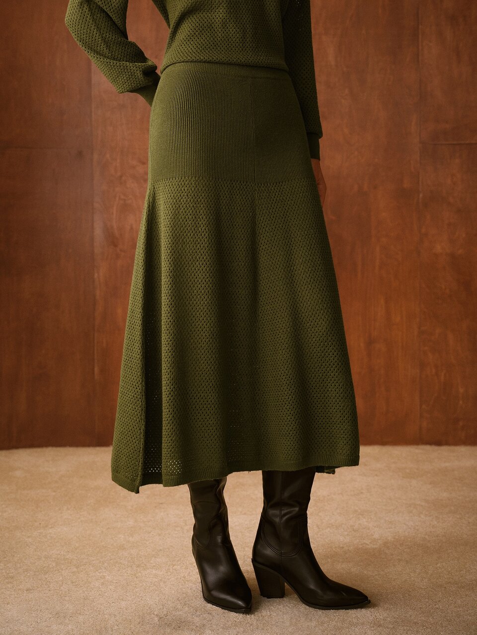 MOTF WOMEN'S AUTUMN/WINTER KNIT A-LINE LONG SKIRT