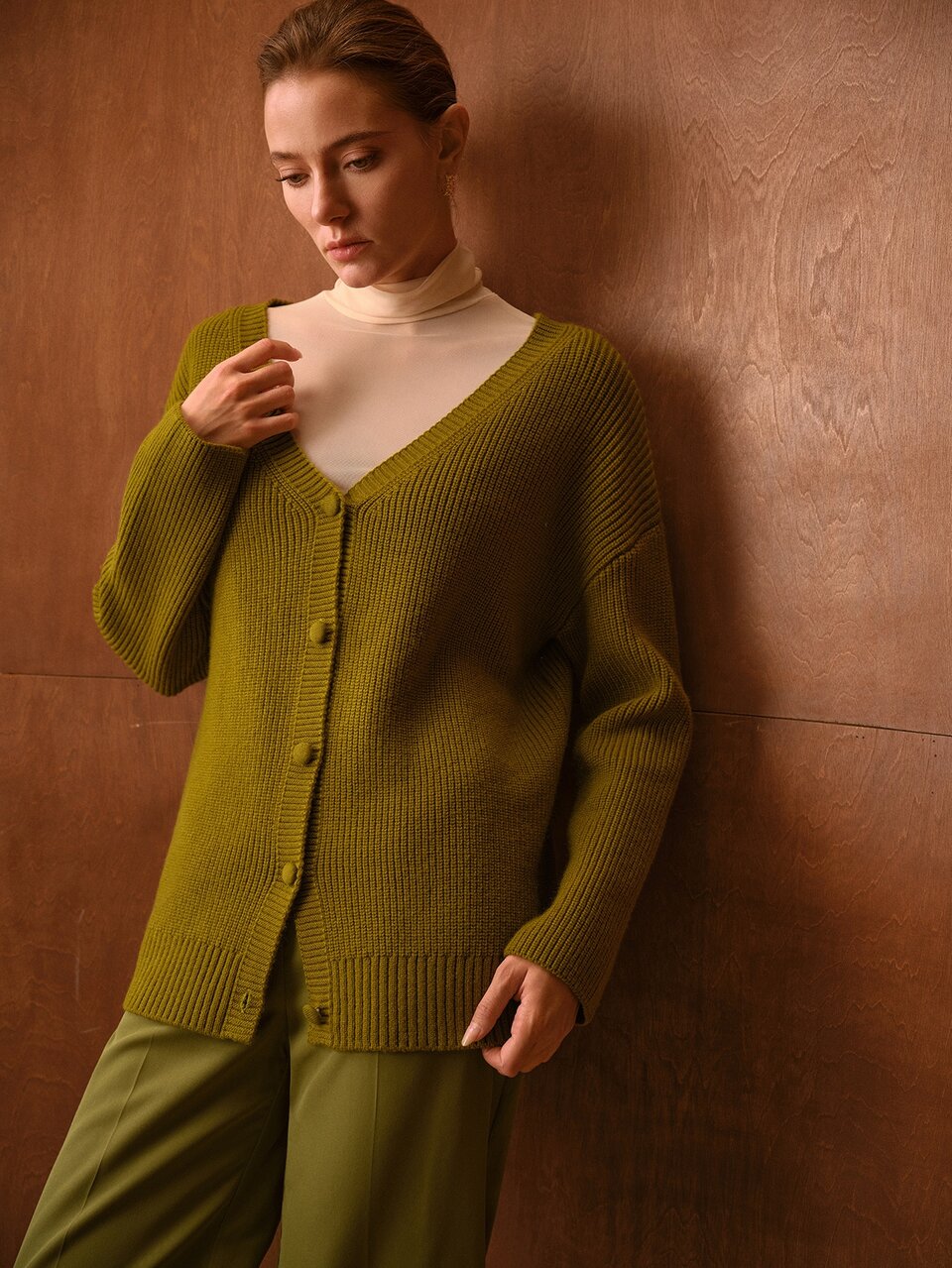 MOTF SOLID DROP SHOULDER OVERSIZE BUTTON PLACKET CARDIGAN WITHOUT BELT