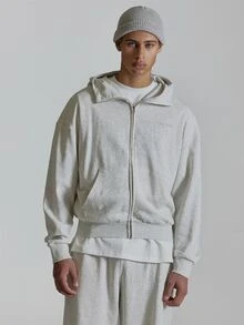 Musero Funnel Neck Zip Up Hoodie Kangaroo Pocket Double Layerd Hood Co Ord Hoodie Only Autum Winter Essentials - Grey - View 2