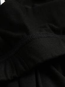 SHEIN LUNE 加大码黑色针织喇叭长裙，秋季款 - 黑色 - 查看 6