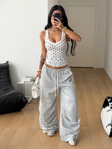 Coolane 白色圓點修身女款背心 - 黑與白 - 查看 5