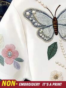 Resyla Women's Casual Summer Short Sleeve T-Shirt, Butterfly Print Design, White - Multicolor - View 5