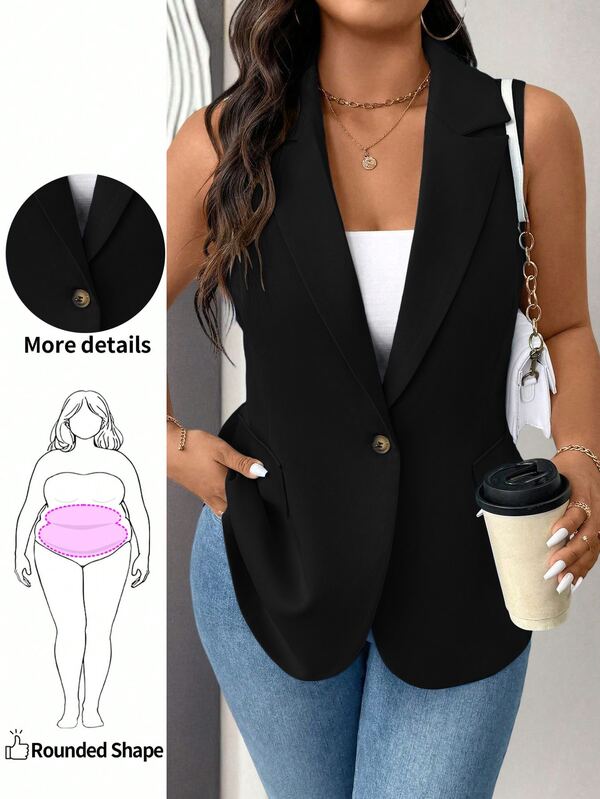 Elenzga Plus Size Women's Thin Casual Minimalist Sleeveless Blazer Vest Graduation, Back To School, Teacher For Women
