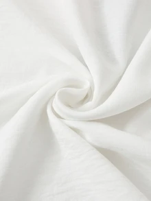 SHEIN LUNE CURVE 法式復古優雅仿亞麻面料黑白對比編織飾邊五分袖上衣＋寬腿長褲兩件套，復古鈕扣裝飾，寬鬆寬腿長褲，優雅女款上衣，休閒上衣，優雅女款長褲，夏季女款長褲，女款休閒長褲 - 黑與白 - 查看 3