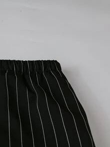 SHEIN LUNE Plus Size Women's Casual Elastic Waist Regular Pants, Autumn/Winter Fall Cloth For Women - Black and White - View 3