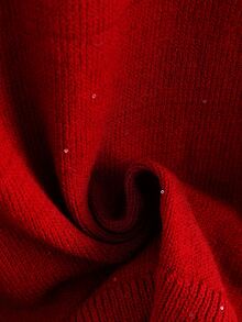 Comfylo Plus Size Autumn/Winter Casual Sequin Decorated Sweater - Red - View 7