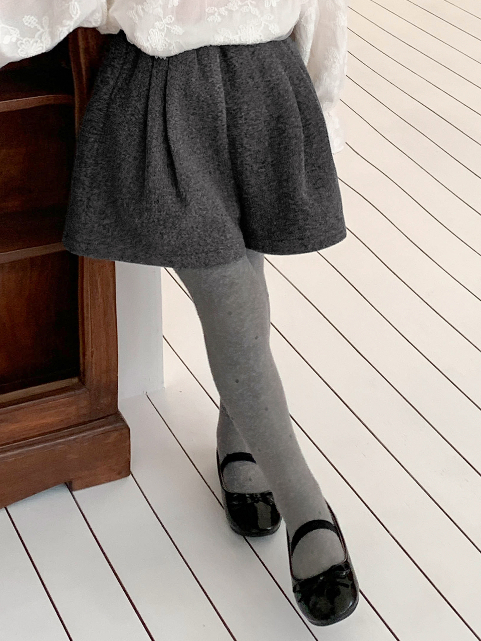 Girls' (Small) Wool Blend Autumn/Winter Casual Cute Short Shorts, Basic Grey