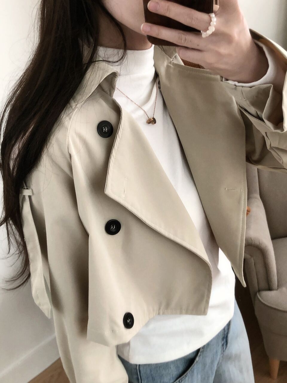 Women's Lapel Long Sleeve Solid Color Korean Style Trench Coat Fall
